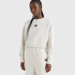 TOMMY HILFIGER Hoodies & Crews<Badge Cropped Drawstring Sweatshirt