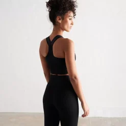Aim Sports Bras<Black High Support Ribbed Bra