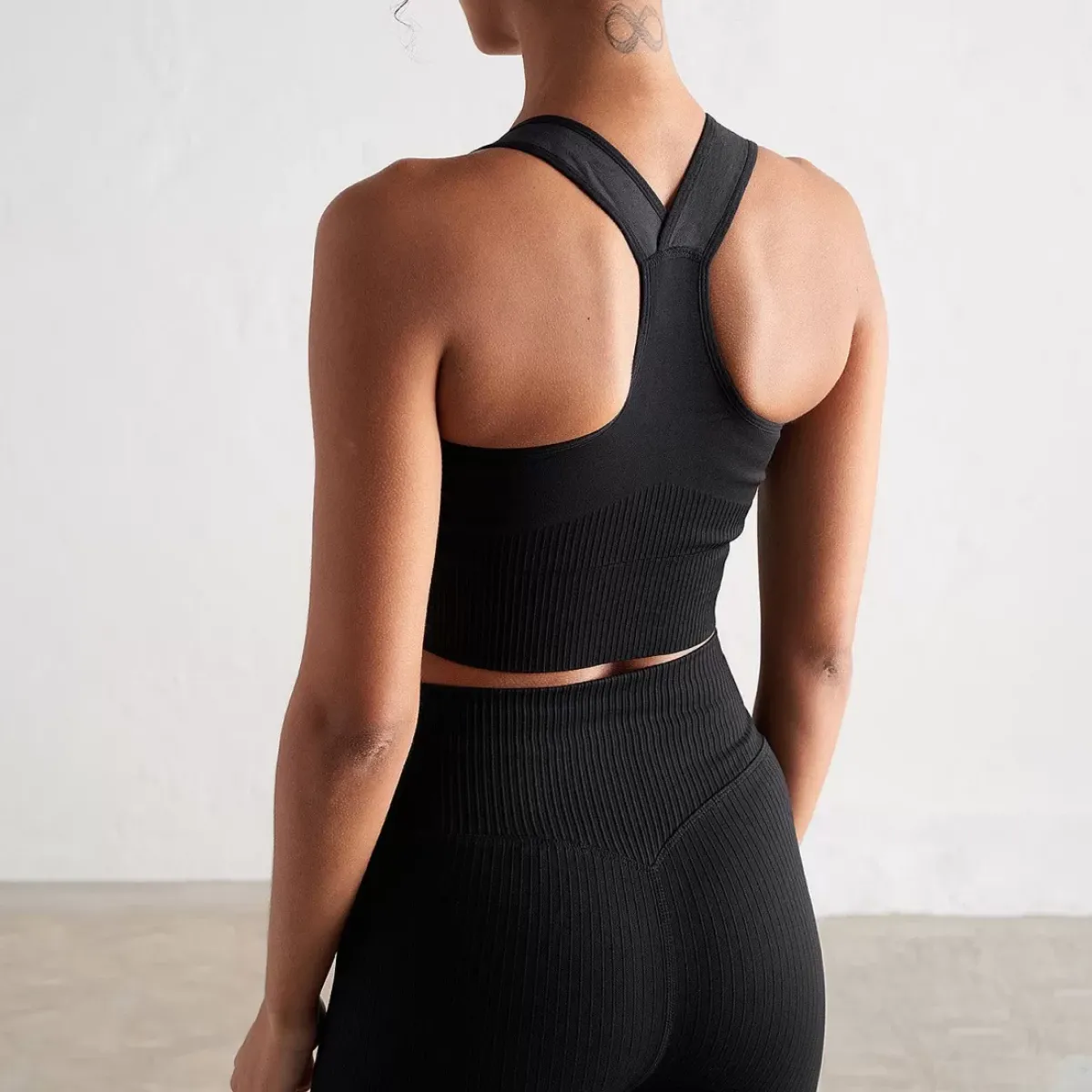 Aim Sports Bras<Black High Support Ribbed Bra