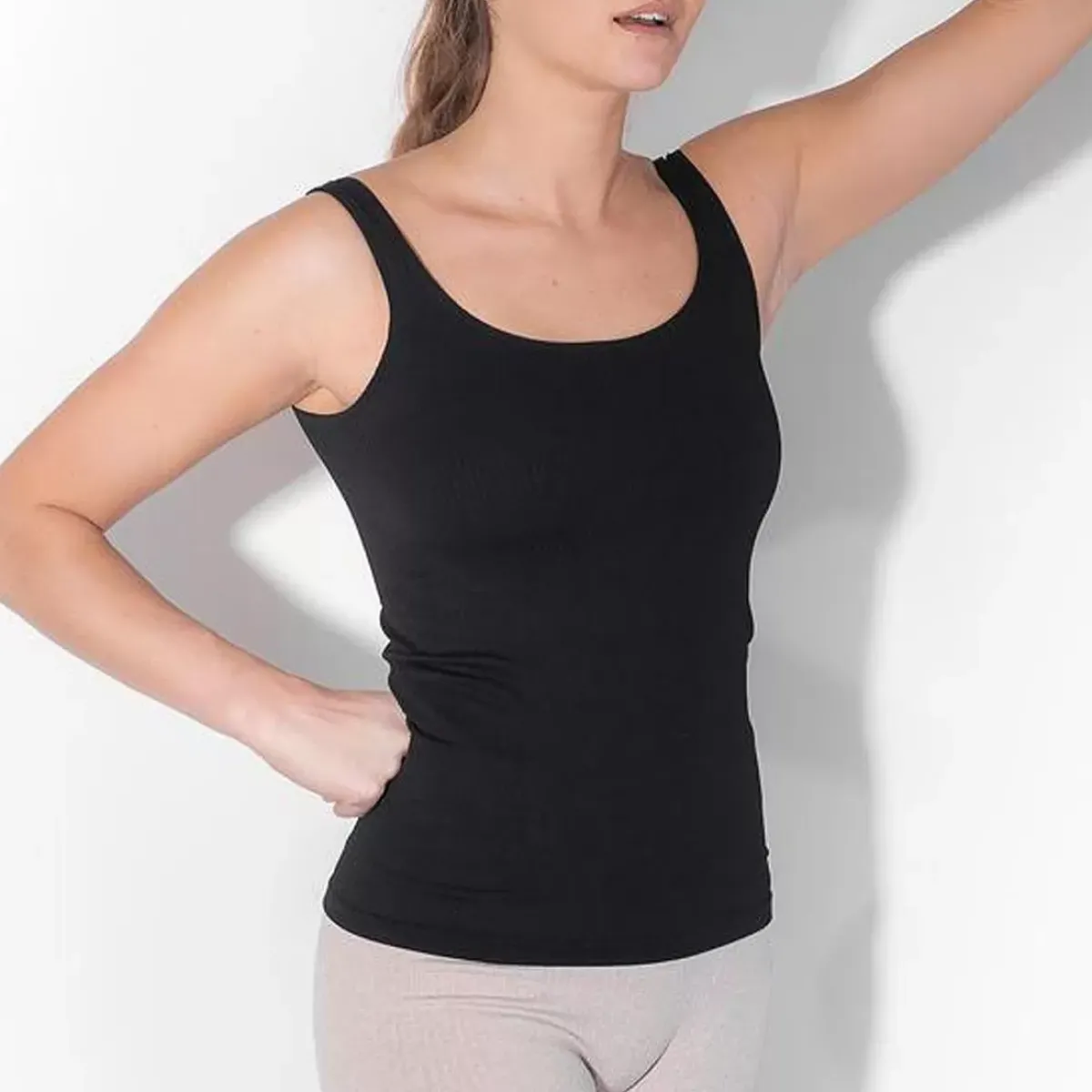 Aim Tees & Tanks<Black Ribbed Seamless Singlet