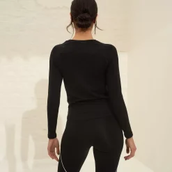 Aim Tees & Tanks<Black Soft Basic Long Sleeve Top