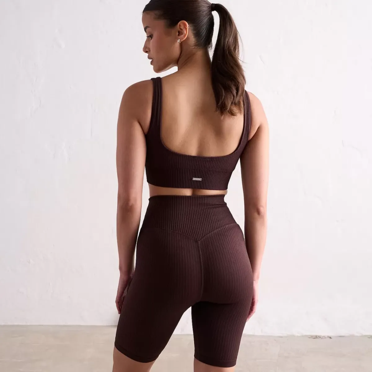 Aim Tights<Cacao Ribbed Seamless Biker Shorts