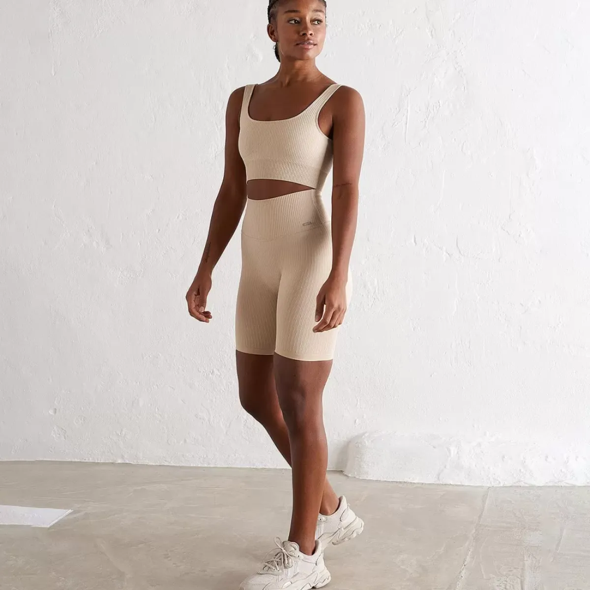 Aim Tights<Cafe Au Lait Ribbed Seamless Biker Shorts