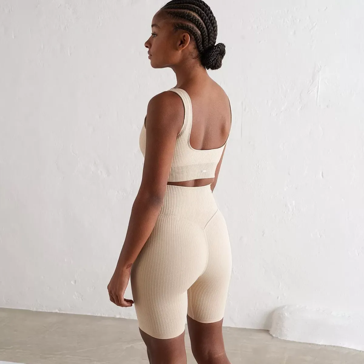 Aim Tights<Cafe Au Lait Ribbed Seamless Biker Shorts