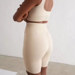 Aim Shorts<Cafe Au Lait Ribbed Seamless Biker Shorts