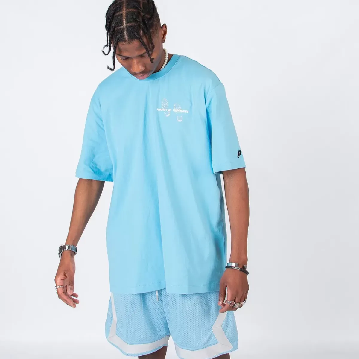 Pursuit of Happiness Tees & Singlets<Classic Track Tee In Skylight/Concrete/White