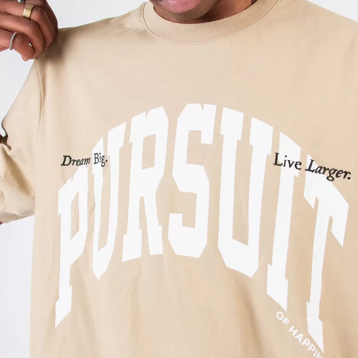 Pursuit of Happiness Tees & Singlets<Classic Track Tee Move Print In Sand/White/Midnight
