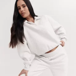 Taylor Sport Hoodies & Crews<Collared Crew In Snow Marle
