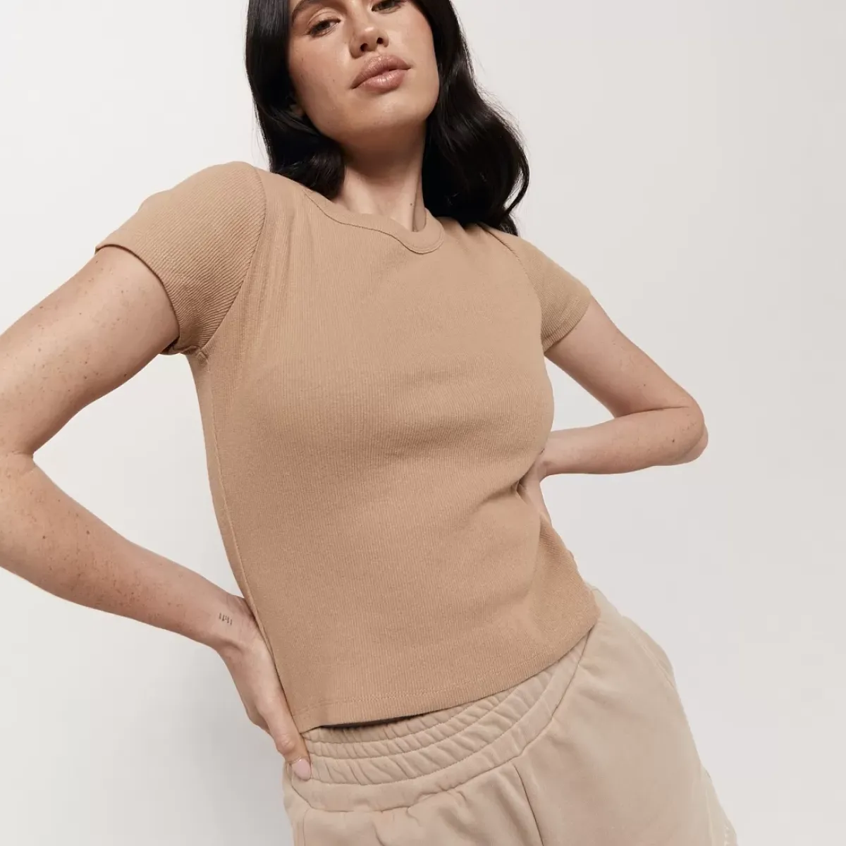 Taylor Sport Tees & Tanks<Essential Rib Tee In Latte