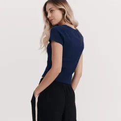 Taylor Sport Tees & Tanks<Essential Rib Tee In Navy