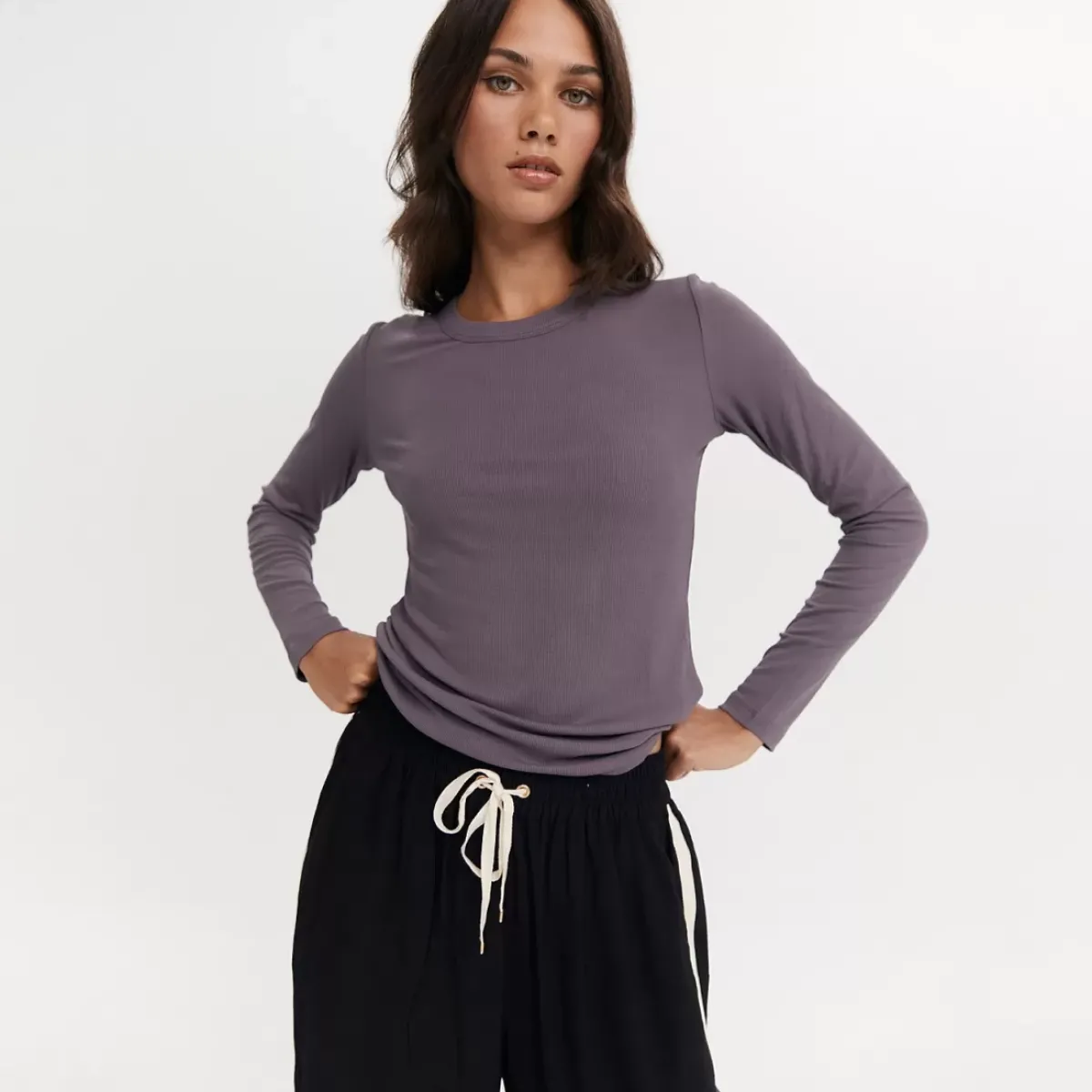 Taylor Sport Tees & Tanks<Everyday Rib Long Sleeve In Shadow