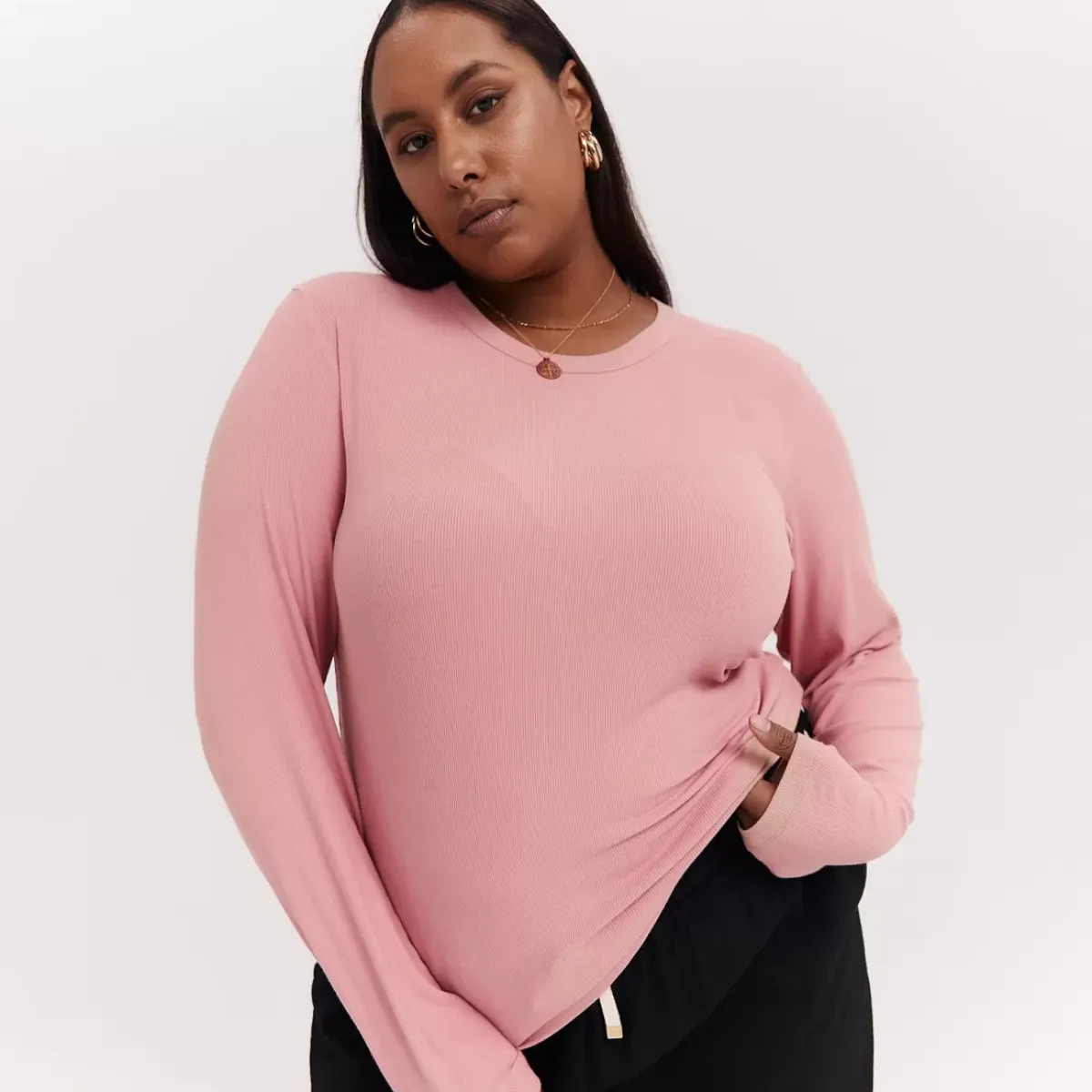 Taylor Sport Tees & Tanks<Everyday Rib Long Sleeve In Rose Pink