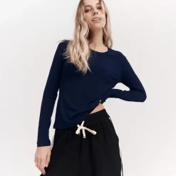 Taylor Sport Tees & Tanks<Everyday Rib Long Sleeve In Navy