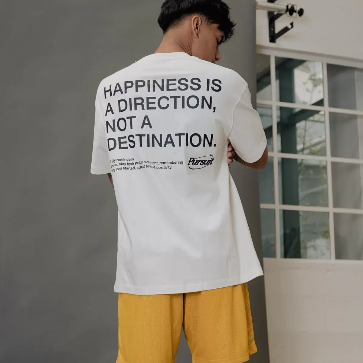 Pursuit of Happiness Tees & Singlets<Loose Drop Shoulder Tee Natural Quote