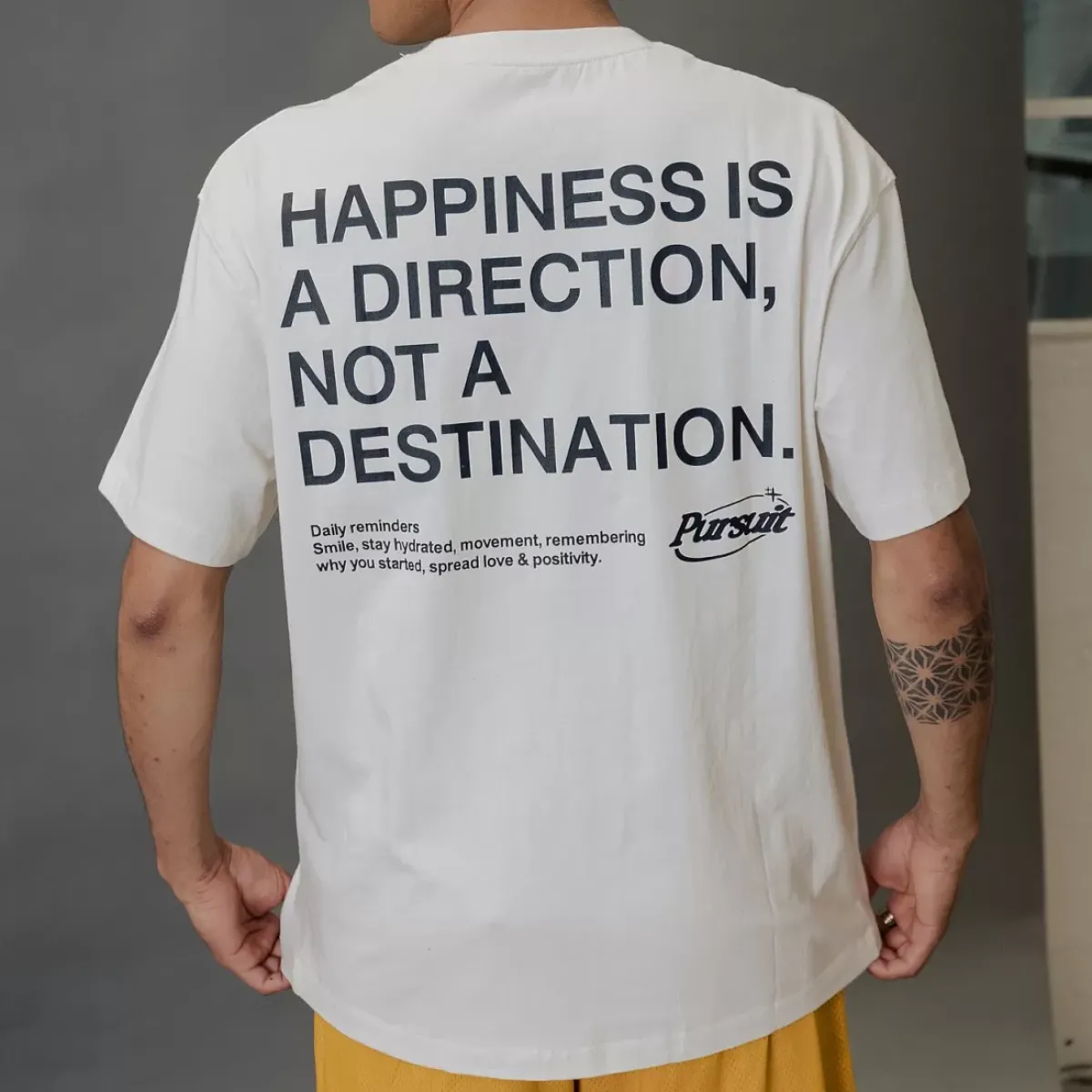 Pursuit of Happiness Tees & Singlets<Loose Drop Shoulder Tee Natural Quote