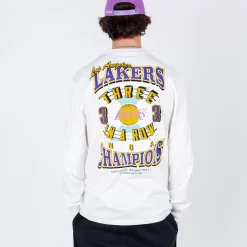 MITCHELL AND NESS Tees & Singlets<Los Angeles Lakers 3-Peat Long Sleeve Tee Unisex
