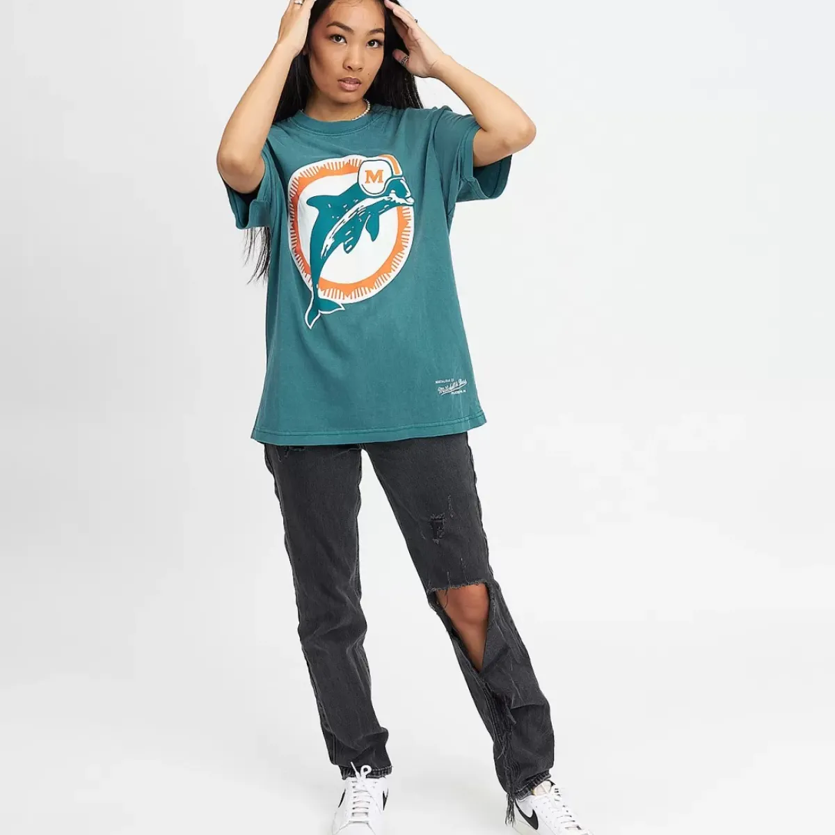 MITCHELL AND NESS Tees & Singlets<Miami Dolphins Vintage Classic Big Logo Tee Unisex