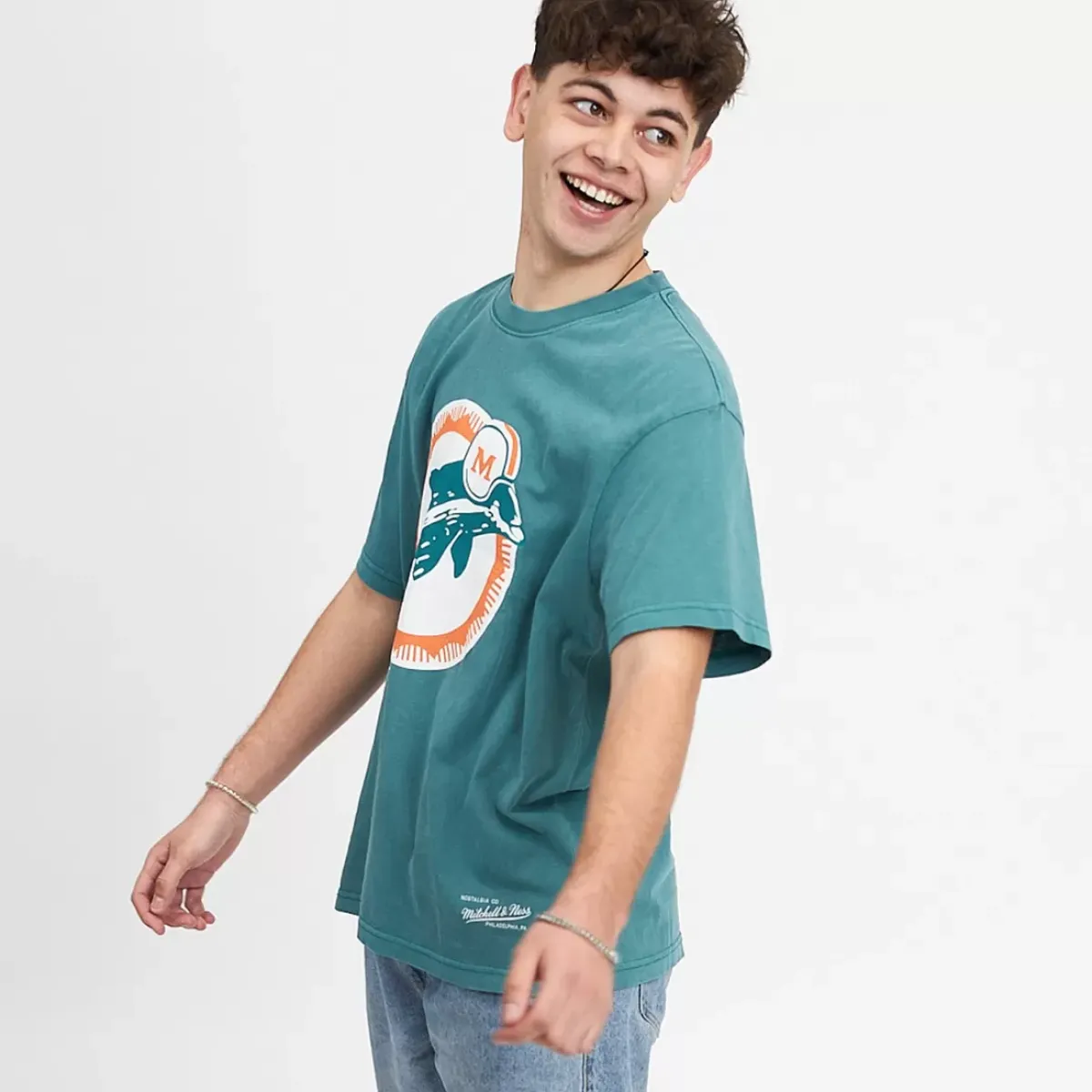 MITCHELL AND NESS Tees & Singlets<Miami Dolphins Vintage Classic Big Logo Tee Unisex