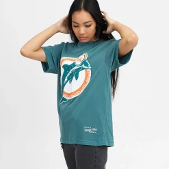 MITCHELL AND NESS Tees & Tanks<Miami Dolphins Vintage Classic Big Logo Tee Unisex