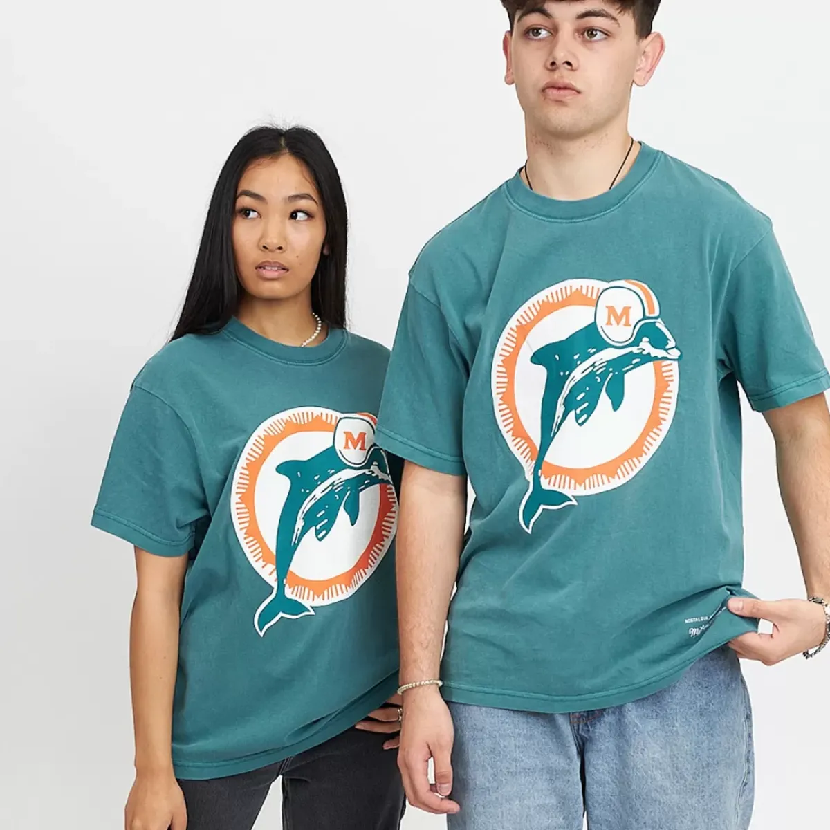 MITCHELL AND NESS Tees & Tanks<Miami Dolphins Vintage Classic Big Logo Tee Unisex