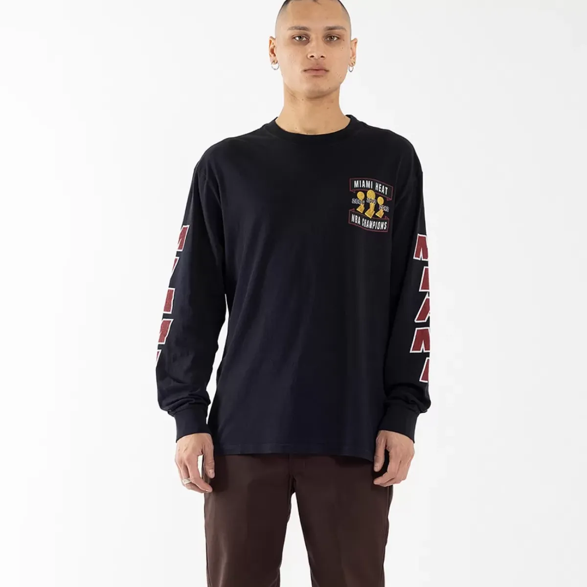 MITCHELL AND NESS Tees & Tanks<Miami Heat Long-Sleeve Tee Unisex