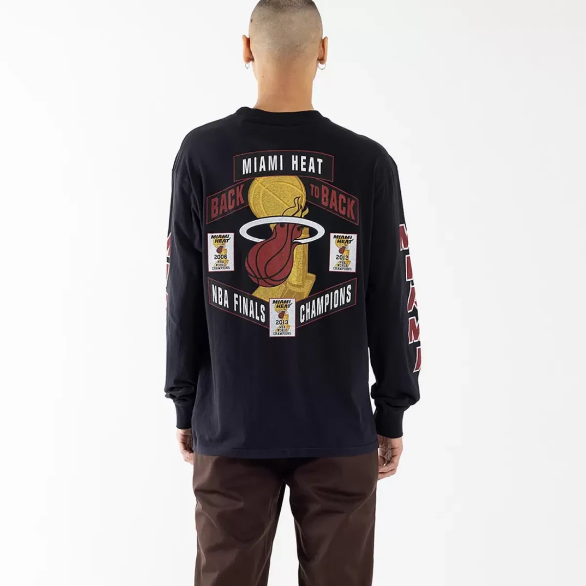 MITCHELL AND NESS Tees & Tanks<Miami Heat Long-Sleeve Tee Unisex