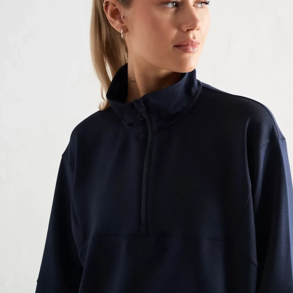 Aim Hoodies & Crews<Navy Comfy Half Zip Crewneck