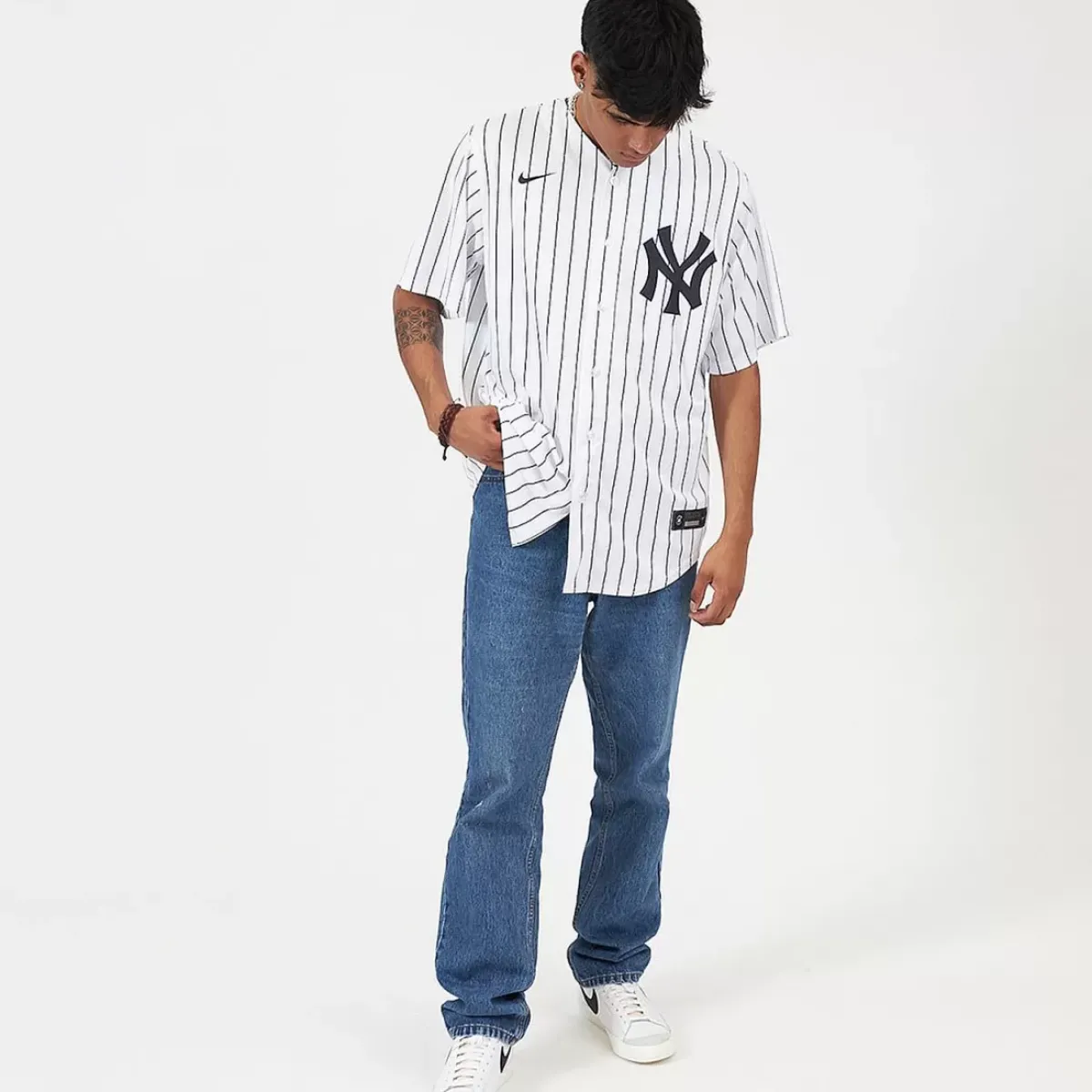 NIKE MLB Tees & Singlets<New York Yankees Official Replica Home Mlb Jersey