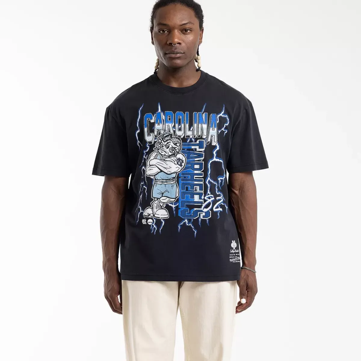 MITCHELL AND NESS Tees & Singlets<North Carolina Tar Heels Lightning Vintage Tee Unisex