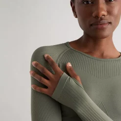 Aim Tees & Tanks<Olive Motion Seamless Cropped Long Sleeve Top