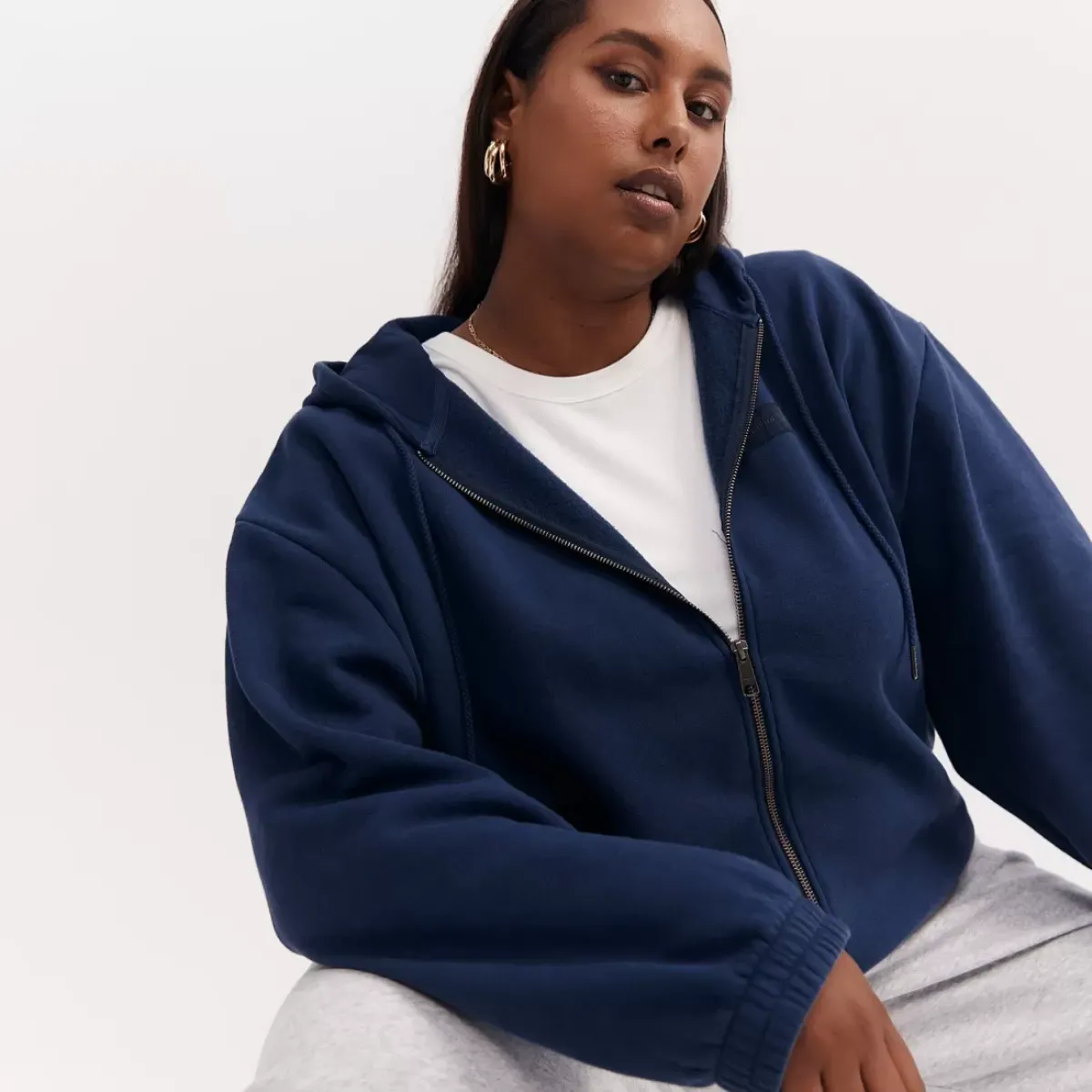 Taylor Sport Hoodies & Crews<Oversized Zip Hoodie In True Navy