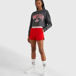 TOMMY HILFIGER Tees & Tanks<Relaxed Crop Collegiate Long Sleeve Tee