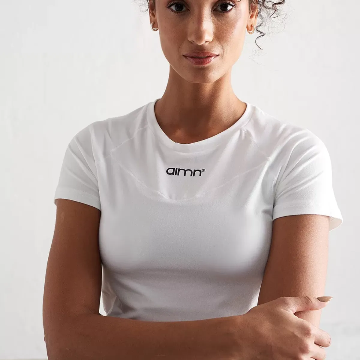 Aim Tees & Tanks<White Soft Basic Short Sleeve Top